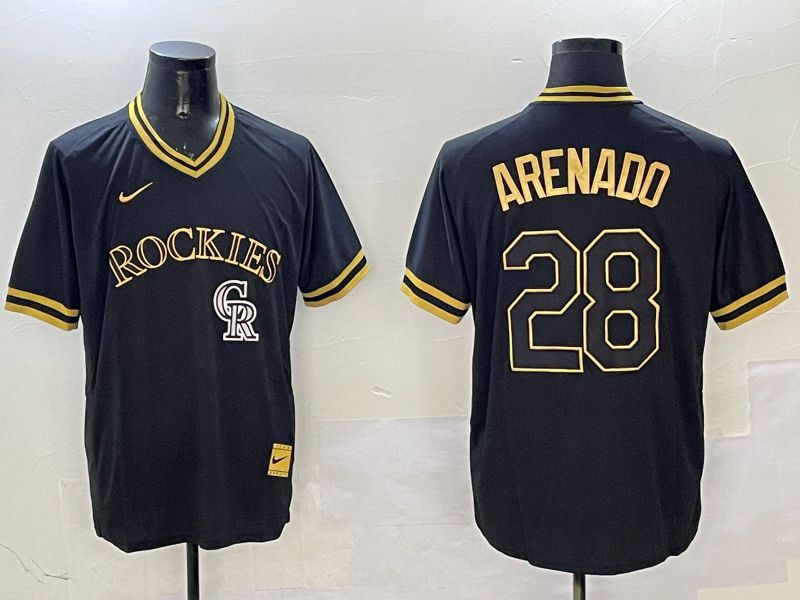 Men Colorado Rockies #28 Arenado Black Gold Game 2025 Nike MLB Jersey style 6